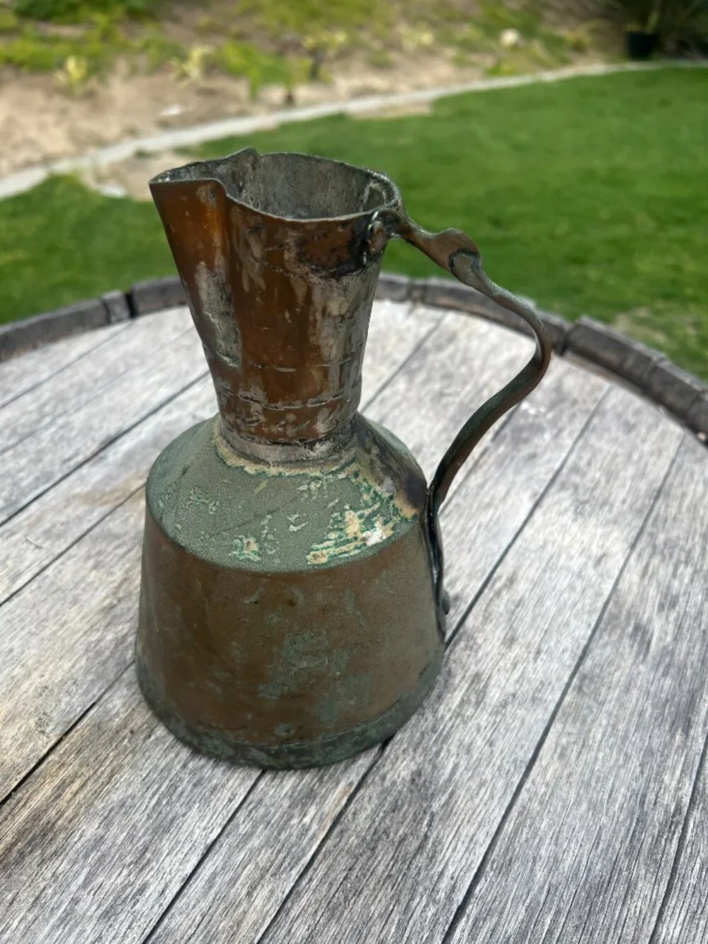 Vintage Handmade Copper Pitcher with Forged Handle - Picture 8 of 10